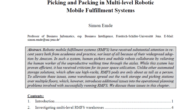 Buchkapitel Picking and Packing in Multi-level Robotic Mobile Fulfillment Systems